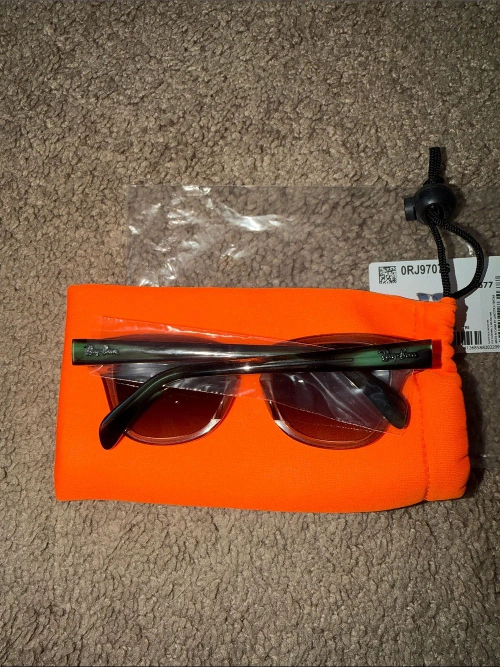 NWT Ray-Ban Youth Transparent Green Grey Gradient Sunglasses 0RJ9707S